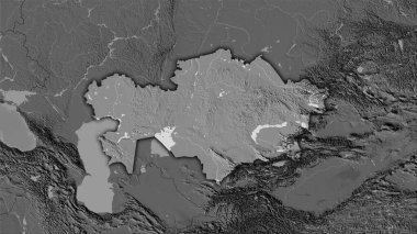 Stereografik projeksiyondaki bilek yüksekliği haritasında Kazakistan bölgesi - koyu parlak çizgili raster tabakalarının ham bileşimi