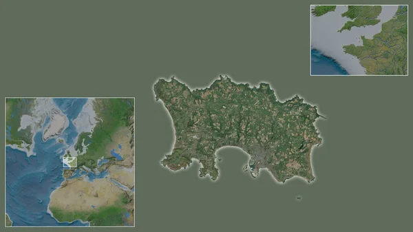 Крупный План Джерси Расположение Регионе Центре Крупномасштабной Карты Мира Спутниковые — стоковое фото