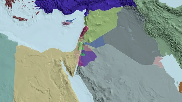 Jordan Zoomade Och Grannskapet Färgad Och Klumpig Karta Över Den — Stockfoto