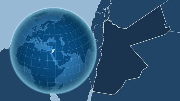 Jordanii Globus Kształcie Kraju Powiększoną Mapą Swoim Zarysem Tylko Kształty — Zdjęcie stockowe