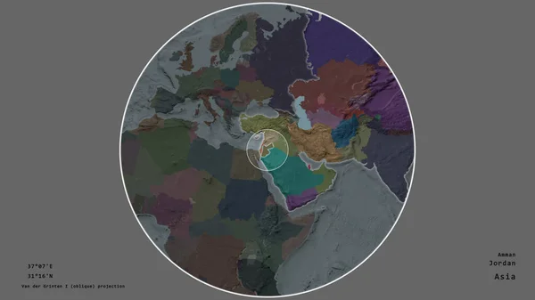 Gebied Van Jordanië Gemarkeerd Met Een Cirkel Grootschalige Kaart Van — Stockfoto