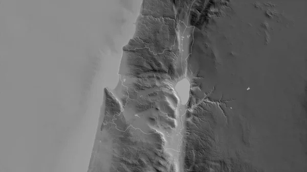 イスラエルのハザフォン地区 湖や川とグレースケールの地図 形状は その国の領域に対して概説 3Dレンダリング — ストック写真