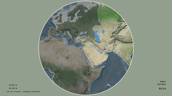 Территория Иордании Занимала Центральное Место Круге Окружающем Континент Ненасыщенном Фоне — стоковое фото