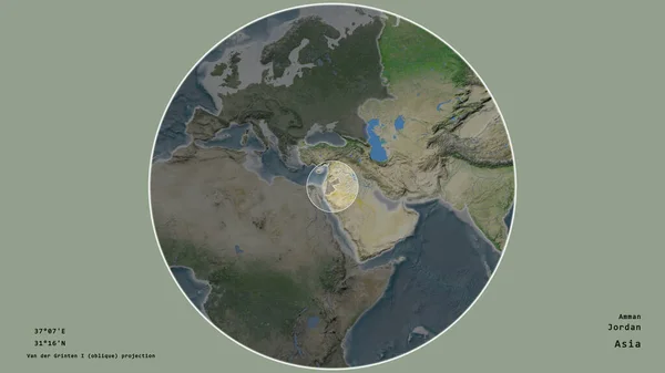 Zona Jordania Marcada Con Círculo Mapa Gran Escala Del Continente — Foto de Stock