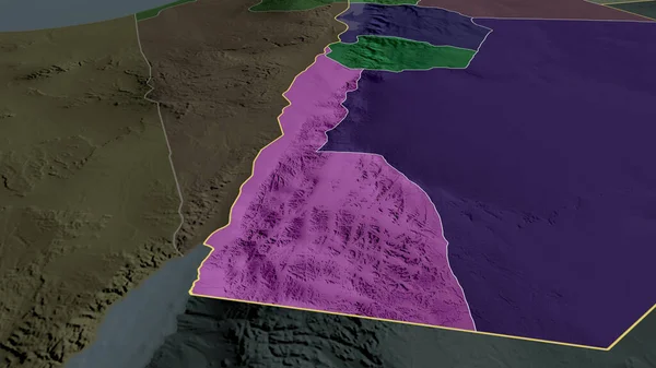 Aqaba Provincia Giordania Ingrandita Evidenziata Mappa Colorata Urtata Della Divisione — Foto Stock