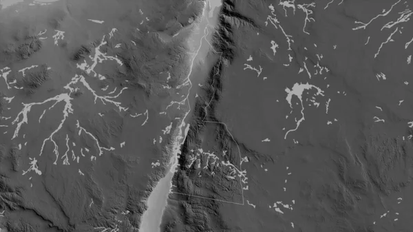 Акаба Провинция Иордания Карта Масштабе Grayscaled Лаками Риверами Форма Очерченная — стоковое фото