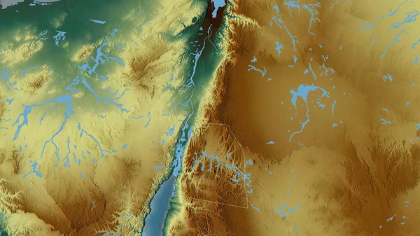 亚喀巴 约旦省 五彩斑斓的湖泊和河流 形状与它的国家相对应 3D渲染 — 图库照片