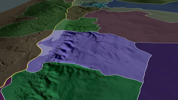 カラク ヨルダンの州が拡大し 強調した 行政区画の色と衝突した地図 3Dレンダリング — ストック写真