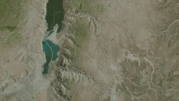 Karak Provinsen Jordanien Satellitbilder Form Som Skisseras Mot Dess Landområde — Stockfoto