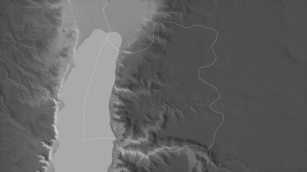 Madaba Provinz Jordanien Graustufige Karte Mit Seen Und Flüssen Umrissen — Stockfoto