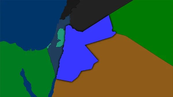 Zone Jordanienne Sur Carte Des Divisions Administratives Dans Projection Stéréographique — Photo
