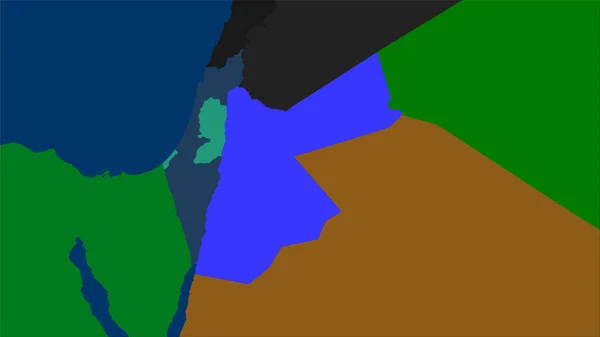 Jordanisches Gebiet Auf Der Karte Der Verwaltungsbezirke Der Stereographischen Projektion — Stockfoto