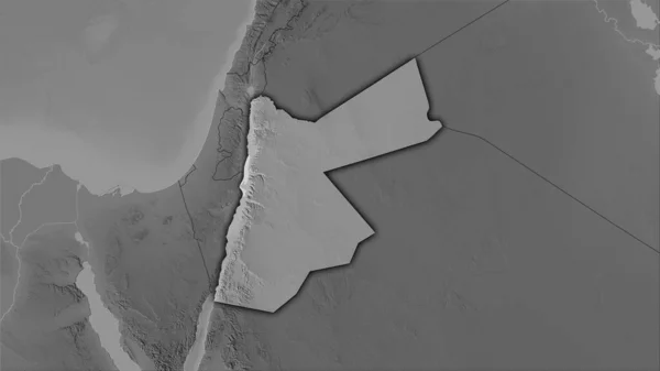 Obszar Jordanii Mapie Elewacji Skali Szarości Projekcji Stereograficznej Surowa Kompozycja — Zdjęcie stockowe