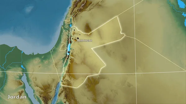 Área Jordania Mapa Topográfico Relieve Proyección Estereográfica Composición Principal —  Fotos de Stock