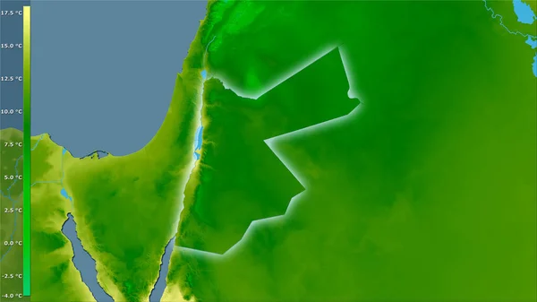 Temperatura Média Quarto Mais Frio Dentro Área Jordânia Projeção Estereográfica — Fotografia de Stock