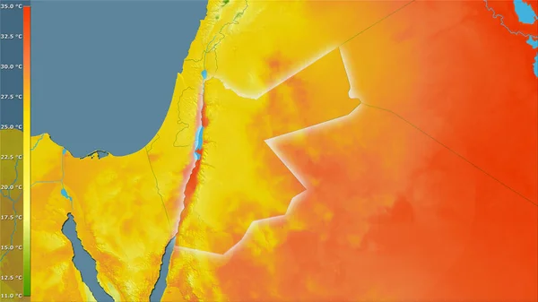 Temperatura Média Quarto Mais Quente Dentro Área Jordânia Projeção Estereográfica — Fotografia de Stock