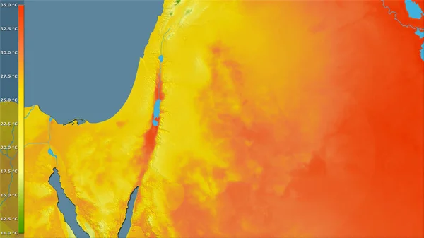 Temperatura Média Quarto Mais Quente Dentro Área Jordânia Projeção Estereográfica — Fotografia de Stock