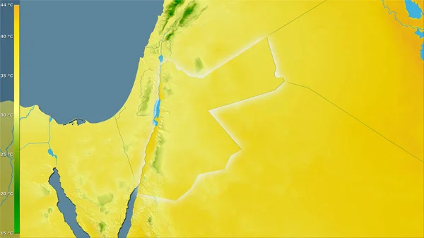 Temperatura Máxima Mês Mais Quente Dentro Área Jordânia Projeção Estereográfica — Fotografia de Stock