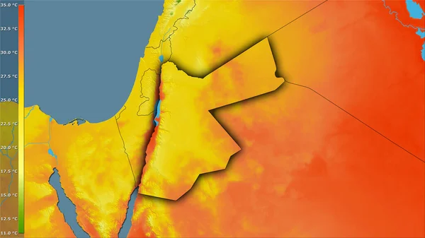 Temperatura Média Quarto Mais Quente Dentro Área Jordânia Projeção Estereográfica — Fotografia de Stock