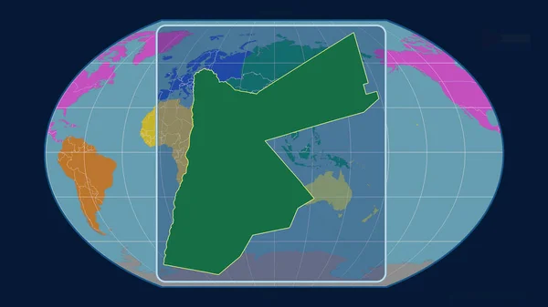 요르단에서는 카브라 계획의 지도에 반대하는 전망의 펼쳐지고 형상이 중심이다 대륙의 — 스톡 사진