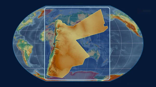 Vista Ampliada Del Contorno Jordania Con Líneas Perspectiva Contra Mapa — Foto de Stock