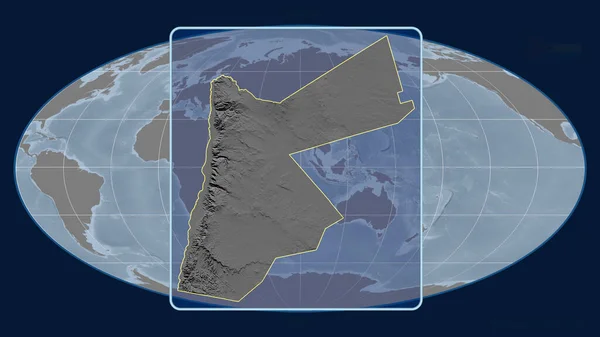 Vista Ampliada Del Contorno Jordania Con Líneas Perspectiva Contra Mapa —  Fotos de Stock