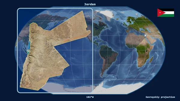 Vista Ampliada Del Contorno Jordania Con Líneas Perspectiva Contra Mapa — Foto de Stock