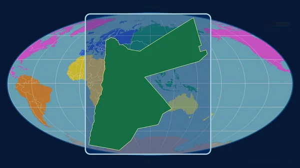 Vista Ampliada Del Contorno Jordania Con Líneas Perspectiva Contra Mapa —  Fotos de Stock