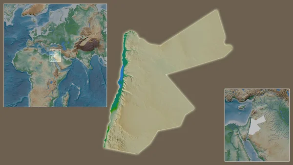 Primer Plano Jordania Ubicación Región Centro Mapa Mundial Gran Escala — Foto de Stock