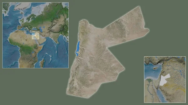 Primer Plano Jordania Ubicación Región Centro Mapa Mundial Gran Escala — Foto de Stock