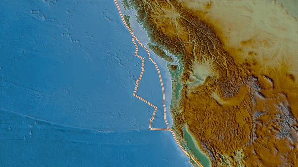 Placas Tectônicas Fazem Fronteira Com Mapa Relevo Das Áreas Adjacentes — Fotografia de Stock