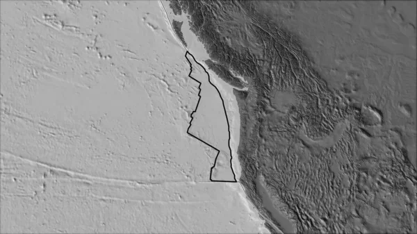 Kontur Juan Fuca Tektonisk Platta Och Gränserna För Intilliggande Plattor — Stockfoto