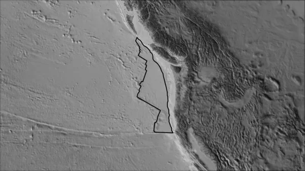 Zarysowana Płyta Tektoniczna Juan Fuca Granice Sąsiadujących Płyt Mapie Skali — Zdjęcie stockowe