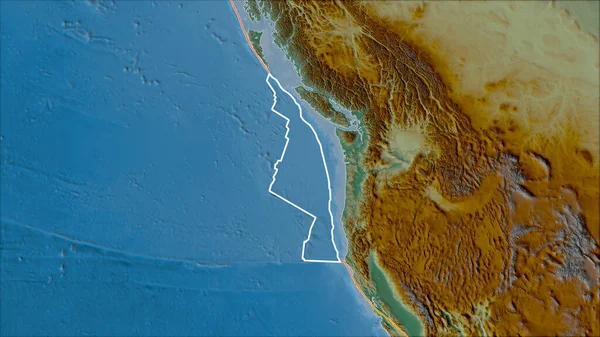 Umrissene Tektonische Platte Juan Fuca Und Grenzen Benachbarter Platten Auf — Stockfoto