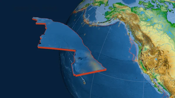 Juan Fuca Tektonische Plaat Geëxtrudeerd Gepresenteerd Tegen Wereldbol Kleur Fysieke — Stockfoto