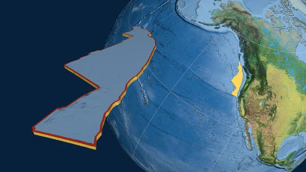Juan Fuca Tektonik Piring Diekstrusi Dan Disajikan Melawan Dunia Peta — Stok Foto