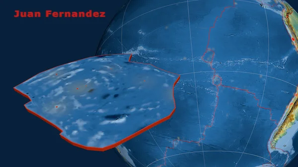 Тектоническая Плита Хуана Фернандеса Описана Экструдирована Представлена Земном Шаре Топографическая — стоковое фото