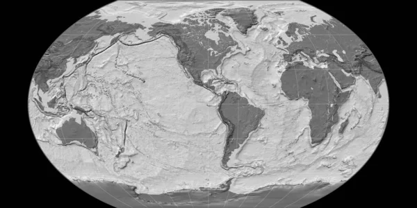 Wereldkaart Kavraisky Vii Projectie Gecentreerd West Lengtegraad Bilevel Topografische Kaart — Stockfoto