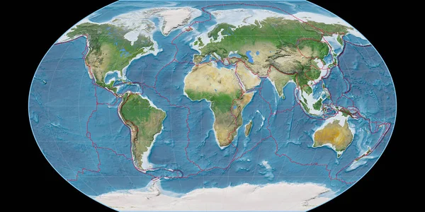 Mapa Del Mundo Proyección Kavraisky Vii Centrado Longitud Este Imágenes — Foto de Stock