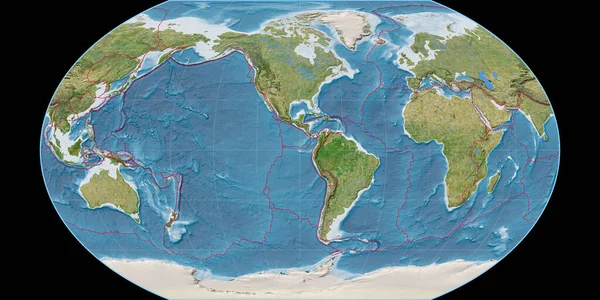 Mappa Del Mondo Nella Proiezione Kavraisky Vii Centrata Sulla Longitudine — Foto Stock