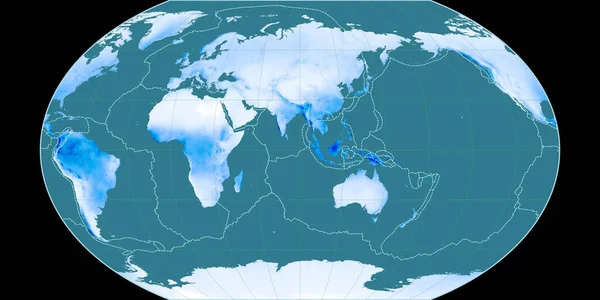 Világtérkép Kavraisky Vii Kivetítésen Középpontjában Keleti Hosszúság Állt Átlagos Éves — Stock Fotó