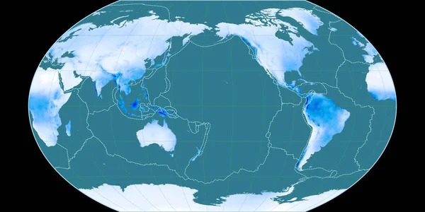 Weltkarte Der Kavraisky Vii Projektion Deren Mittelpunkt 170 Westliche Längengrade — Stockfoto