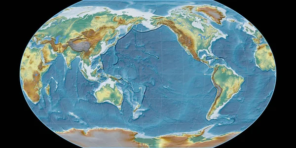 Světová Mapa Projekci Kavraisky Vii Soustředila 170 Západní Délky Topografická — Stock fotografie