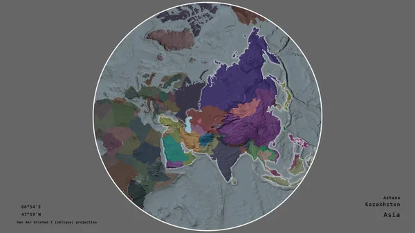 Het Gebied Van Kazachstan Gecentreerd Cirkel Rond Zijn Continent Gedeukte — Stockfoto