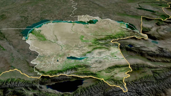 Алмати Регіон Казахстану Збільшений Виділений Супутникові Знімки Візуалізація — стокове фото
