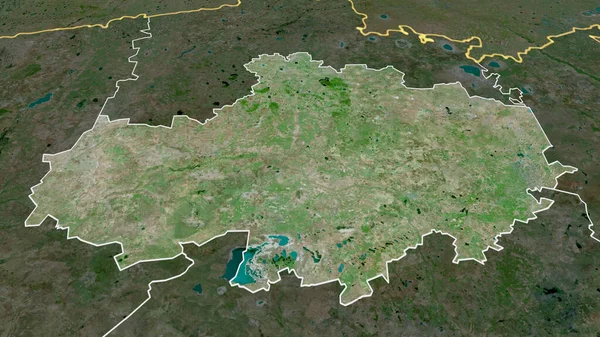 アクモーラ カザフスタンの地域が拡大し 強調した 衛星画像 3Dレンダリング — ストック写真