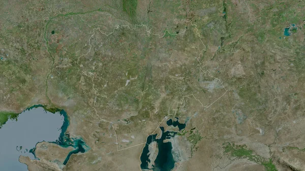 Aqtobe Région Kazakhstan Imagerie Satellite Forme Tracée Contre Zone Pays — Photo