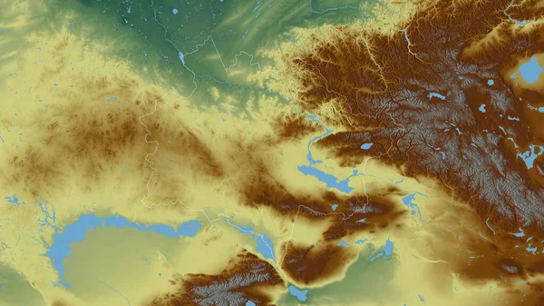 Cazaquistão Oriental Região Cazaquistão Alívio Colorido Com Lagos Rios Forma — Fotografia de Stock