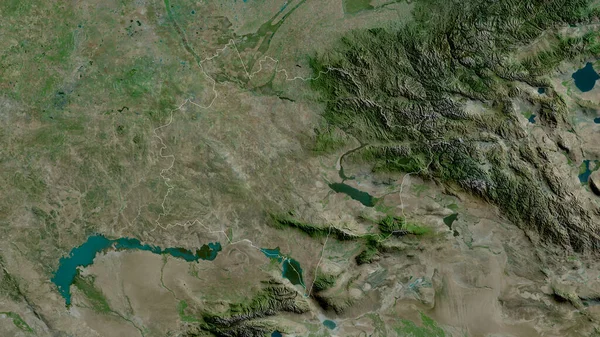 Kazakhstan Oriental Région Kazakhstan Imagerie Satellite Forme Tracée Contre Zone — Photo