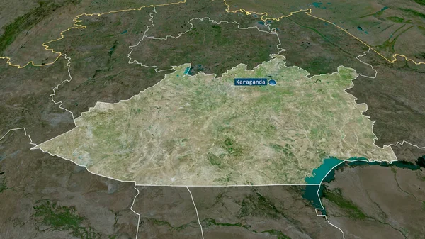 Qaraghandy Région Kazakhstan Zoomé Mis Évidence Avec Capitale Imagerie Satellite — Photo